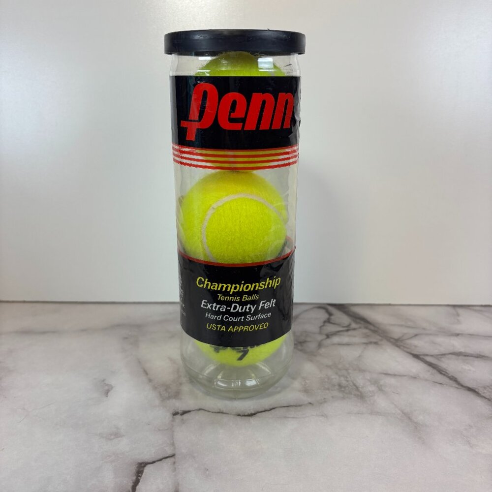 Lot Of 2 VTG Penn Tennis Balls 3 Championship Extra Duty Felt Hard Court Sealed.
